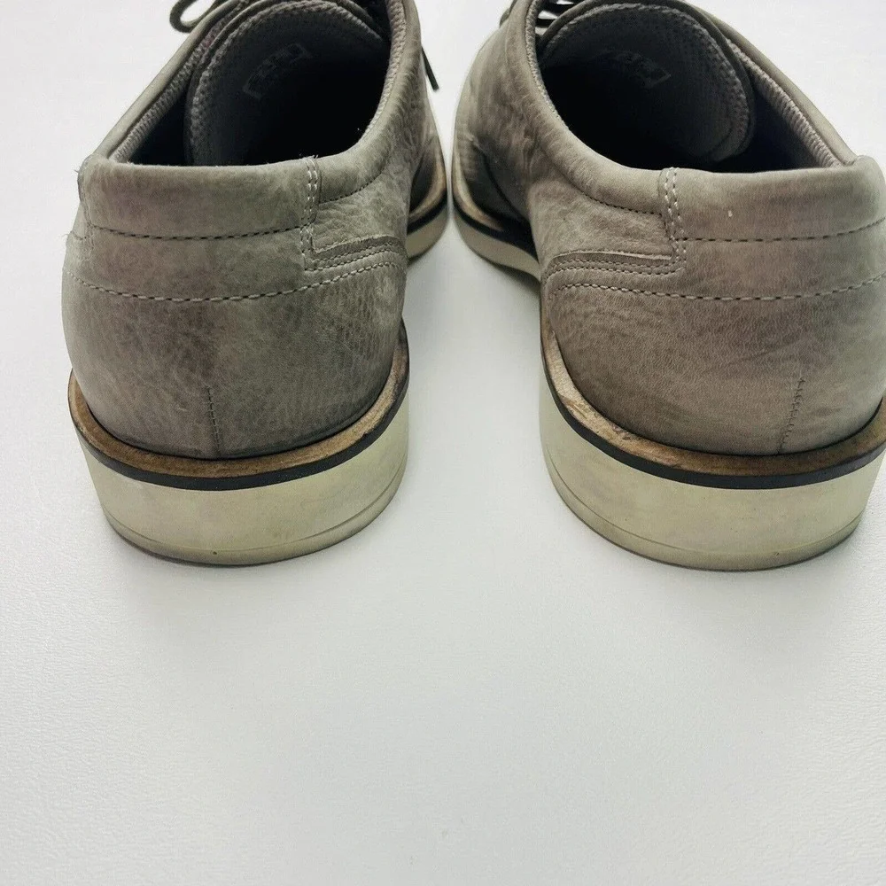 Ecco Shoes Mens 8 Brownish Gray‎ Biarritz Perforated Suede Lace Up Derby